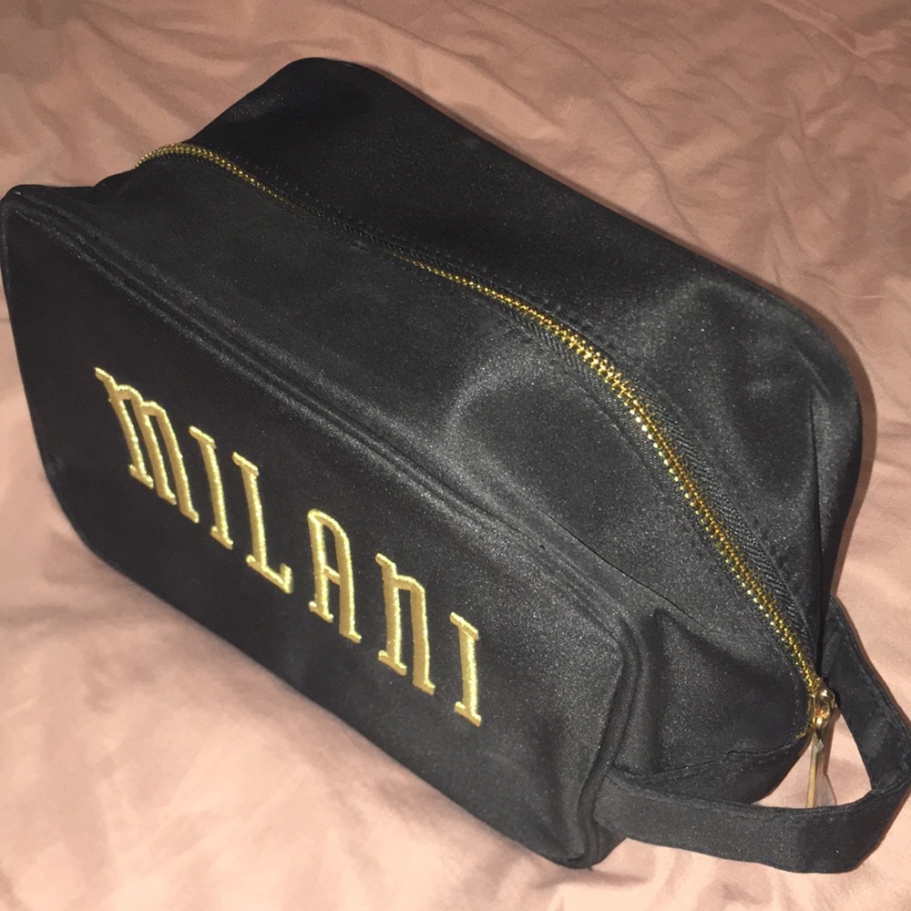 Milani Black and Gold Cosmetic Bag with Gold Zipper